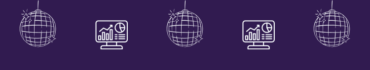 Disco ball icon and data icon