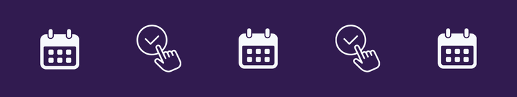 calendar icon and confirming icon